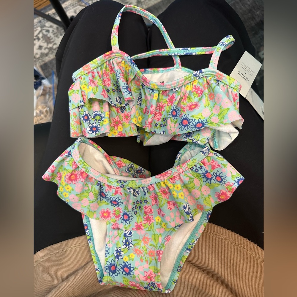 Janie and Jack | Pink and Blue Floral Ruffle Bikini | Size 12-18 months | NWT‎ - Picture 3 of 4
